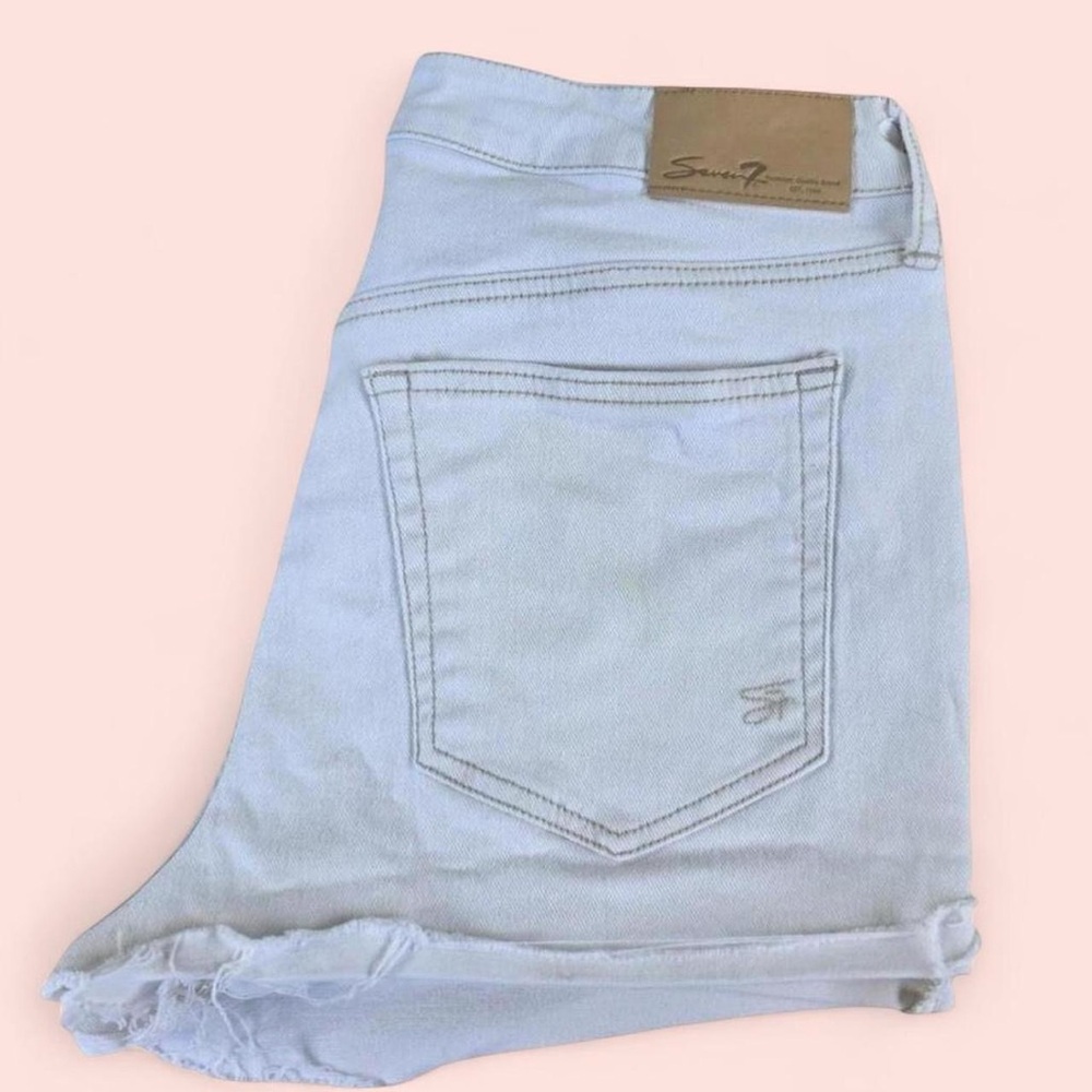 Women’s Seven7 Denim Jean Cut Off Shorts 6 Raw Hem White Cream